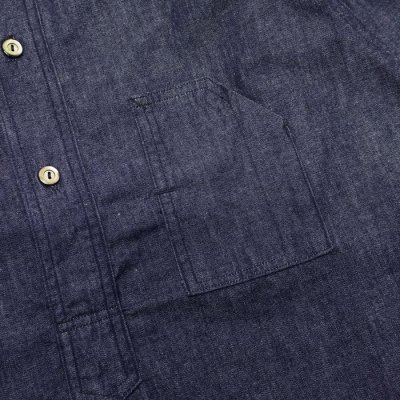 画像6: 【PointUp10%11/10迄】Post O'Alls(ポストオーバーオールズ)Band Collar Shirt(バンドカラーシャツ)"Light Denim" / Indigo(インディゴ)