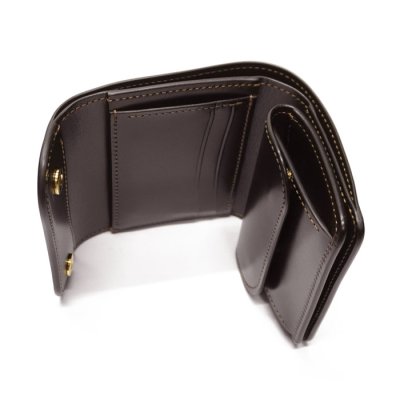 画像5: WILD SWANS(ワイルドスワンズ)ENO(イーノ)ミニ3つ折りウォレット/#8ダークバーガンディ"シェルコードバン"×チョコ"サドルプルアップ"