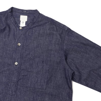 画像4: 【PointUp10%11/10迄】Post O'Alls(ポストオーバーオールズ)Band Collar Shirt(バンドカラーシャツ)"Light Denim" / Indigo(インディゴ)