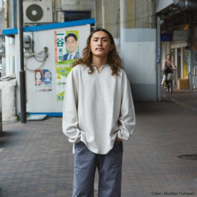画像2: blurhms ROOTSTOCK（ブラームスルーツストック）Rough&Smooth Thermal Over-Neck L/S（ラフ&スムースサーマルオーバーネックシャツ ロングスリーブ）/ Heather Charcoal（ヘザーチャコール）