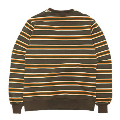 画像2: BARBARIAN（バーバリアン）Heavy Weight Crew Neck Shirt（ヘビーウェイト クルーネックシャツ） "Nine 5crs Stripes Repeat” / Moss×Bottle×Ivory×B,Orange（モスグリーン×ボトルグリーン×トープ×オレンジ）