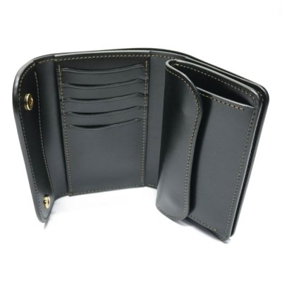 画像7: WILD SWANS（ワイルドスワンズ）BYRNE（バーン）3つ折りウォレット/Green（グリーン）"シェルコードバン"×Black（ブラック）"サドルプルアップ"