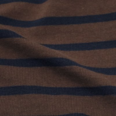 画像6: BARBARIAN(バーバリアン)Heavy Weight Henley Neck Denim Collar Shirt(ヘビーウェイト ヘンリーネックデニムカラーシャツ) ”Basque Stripe” / Brown×Navy+Dark Denim Collar(ブラウン×ネイビー+ダークデニムカラー)