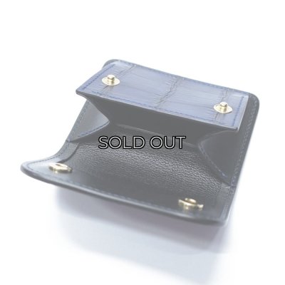 画像7: WILD SWANS（ワイルドスワンズ）TONGUE（タング）マルチコインケース/藍染"クロコダイル"×ブラック"サドルプルアップ"