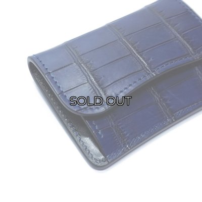 画像3: WILD SWANS（ワイルドスワンズ）TONGUE（タング）マルチコインケース/藍染"クロコダイル"×ブラック"サドルプルアップ"