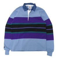 BARBARIAN（バーバリアン）Heavy Weight Denim Rugby Collar Shirt（ヘビーウェイト デニムラグビーカラーシャツ） ”Bold Mountaineer” / Columbia×Purple×Teal×Black With Dark Denim Collar（コロンビア×パープル×ティール×ブラック+ダークデニムカラー）