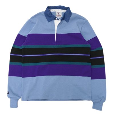 画像1: BARBARIAN（バーバリアン）Heavy Weight Denim Rugby Collar Shirt（ヘビーウェイト デニムラグビーカラーシャツ） ”Bold Mountaineer” / Columbia×Purple×Teal×Black With Dark Denim Collar（コロンビア×パープル×ティール×ブラック+ダークデニムカラー）