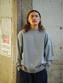 他の写真2: Yonetomi NEW BASIC（ヨネトミニューベーシック）WAVE COTTON KNIT PULLOVER（ウェーブコットンニットプルオーバー）"BORDER"/Grey（グレー）