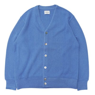 画像1: Yonetomi NEW BASIC（ヨネトミニューベーシック）AMERICAN WOOL&COTTON KNIT CARDIGAN（アメリカンウール＆コットンニットカーディガン）/Sax（サックス）