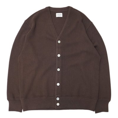 画像1: Yonetomi NEW BASIC（ヨネトミニューベーシック）AMERICAN WOOL&COTTON KNIT CARDIGAN（アメリカンウール＆コットンニットカーディガン）/Brown（ブラウン）