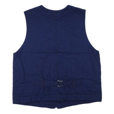 画像2: Post O'Alls（ポストオーバーオールズ）1 Pocket Vest（1ポケットベスト）"Vintage twill w/trashed wool lining indigo w / stripe lining" / Indigo（インディゴ）