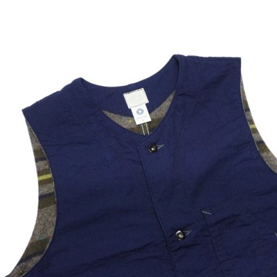画像4: 【PointUp10%11/10迄】Post O'Alls（ポストオーバーオールズ）1 Pocket Vest（1ポケットベスト）"Vintage twill w/trashed wool lining indigo w / stripe lining" / Indigo（インディゴ）