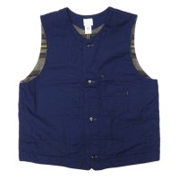 Post O'Alls（ポストオーバーオールズ）1 Pocket Vest（1ポケットベスト）"Vintage twill w/trashed wool lining indigo w / stripe lining" / Indigo（インディゴ）