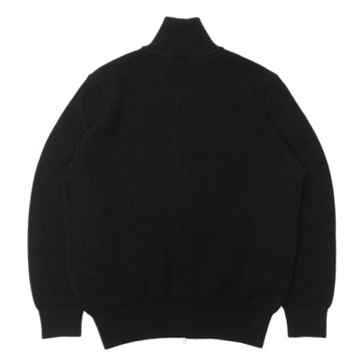 画像2: Yonetomi NEW BASIC（ヨネトミニューベーシック）EX Fine Wool Rib Knit Blouson（エクストラファインウールリブニットブルゾン）/ Black（ブラック）