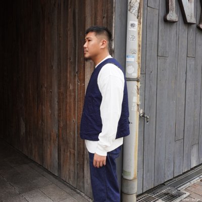 画像10: 【PointUp10%11/10迄】Post O'Alls（ポストオーバーオールズ）1 Pocket Vest（1ポケットベスト）"Vintage twill w/trashed wool lining indigo w / stripe lining" / Indigo（インディゴ）