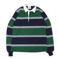 BARBARIAN（バーバリアン）Heavy Weight Rugby Collar Shirt（ヘビーウェイト ラグビーカラーシャツ）”3 COLOR STRIPES" / Navy×White×Pine（ネイビー×ホワイト×パイン）