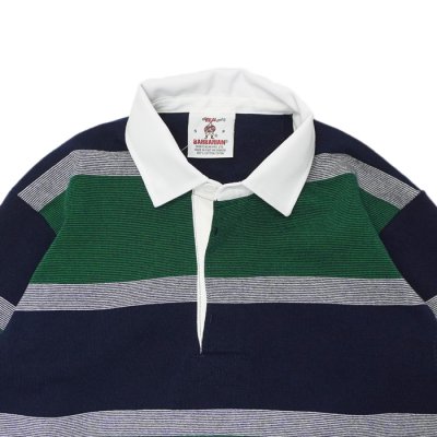 画像3: BARBARIAN(バーバリアン)Heavy Weight Rugby Collar Shirt(ヘビーウェイト ラグビーカラーシャツ)”3 COLOR STRIPES" / Navy×White×Pine(ネイビー×ホワイト×パイン)