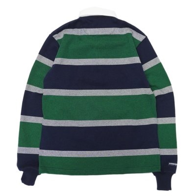 画像2: BARBARIAN（バーバリアン）Heavy Weight Rugby Collar Shirt（ヘビーウェイト ラグビーカラーシャツ）”3 COLOR STRIPES" / Navy×White×Pine（ネイビー×ホワイト×パイン）