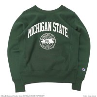 Champion（チャンピオン）”24AW” REVERSE WEAVE CREWNECK SWEATSHIRT（リバースウィーブクルーネックスウェットシャツ）-College Print- "MICHIGAN STATE"/Moss Green（モスグリーン）