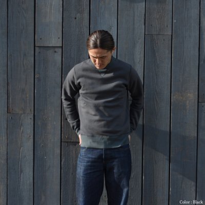 画像10: BARNS OUTFITTERS (バーンズアウトフィッターズ) STANDARD COZUN GUSSET CREW NECK SWEAT (はめ込み両Vガゼットクルーネックスウェット）/ Black（ブラック）・Natural（ナチュラル）