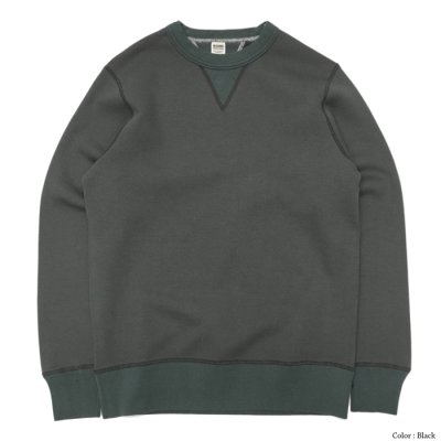 画像2: BARNS OUTFITTERS (バーンズアウトフィッターズ) STANDARD COZUN GUSSET CREW NECK SWEAT (はめ込み両Vガゼットクルーネックスウェット）/ Black（ブラック）・Natural（ナチュラル）