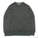 画像2: BARNS OUTFITTERS (バーンズアウトフィッターズ) STANDARD COZUN GUSSET CREW NECK SWEAT (はめ込み両Vガゼットクルーネックスウェット）/ Black（ブラック）・Natural（ナチュラル） (2)