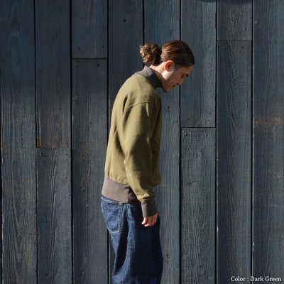 画像8: Nigel Cabourn(ナイジェルケーボン)HIGH NECK SHIRT(ハイネックシャツ)"TWO TONE" / Dark Green(ダークグリーン)