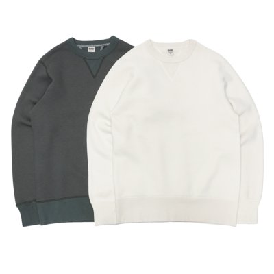 画像1: BARNS OUTFITTERS (バーンズアウトフィッターズ) STANDARD COZUN GUSSET CREW NECK SWEAT (はめ込み両Vガゼットクルーネックスウェット）/ Black（ブラック）・Natural（ナチュラル）