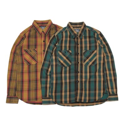 画像1: STUDIO D'ARTISAN（ステュディオ・ダ・ルチザン）Heavy Wight  Flannel Shirt （ヘビーウェイトフランネルシャツ）/Yellow（イエロー）・Green（グリーン）