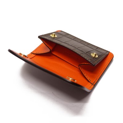 画像6: WILD SWANS(ワイルドスワンズ)TONGUE(タング)マルチコインケース/チョコ"クロコダイル"×オレンジ"ブッテーロ"