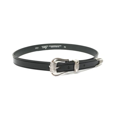 画像1: TORY LEATHER（トリーレザー）3-Piece Silver Buckle Belt（3ピースシルバーバックルベルト）/ Black（ブラック）