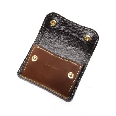 画像7: WILD SWANS(ワイルドスワンズ)TONGUE(タング)マルチコインケース/バーボン"シェルコードバン"×ブラック"型押しサドルプルアップ"