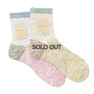 画像1: Mauna Kea(マウナケア)かかと切り替えツイスター杢ソックス / Pink(ピンク)・Yellow(イエロー)※3足までメール便発送可