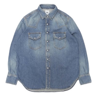 画像1: F.O.B FACTORY（エフオービーファクトリー）DENIM WESTERN SHIRT（デニムウエスタンシャツ）8oz Wash Denim/Blue（ブルー）