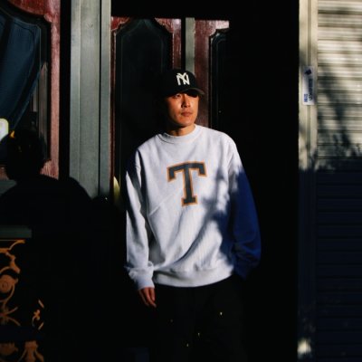 画像11: ※Exclusive※ blurhmsROOTSTOCK（ブラームスルーツストック）Soft&Hard Sweat Crew Neck P.O "T-50"（ソフト&ハードスウェットクルーネックプルオーバー"T-50"）Heather White / Navy×Yellow（ネイビー×イエロー）