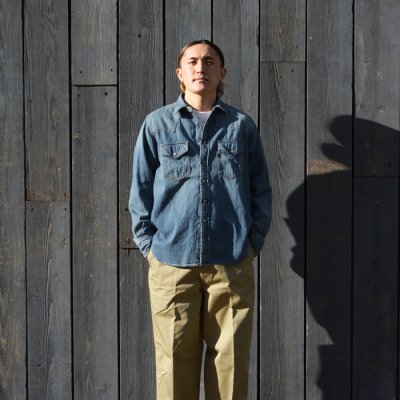 画像7: F.O.B FACTORY（エフオービーファクトリー）DENIM WESTERN SHIRT（デニムウエスタンシャツ）”8oz Wash Denim" / Blue（ブルー）