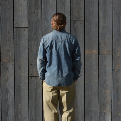 画像9: F.O.B FACTORY（エフオービーファクトリー）DENIM WESTERN SHIRT（デニムウエスタンシャツ）”8oz Wash Denim" / Blue（ブルー）