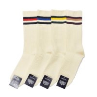 HALISON（ハリソン）オーガニックコットンアイビークルーソックス/Navy×Red（ネイビー×レッド）・Navy×Blue（ネイビー×ブルー）・Green×Yellow（グリーン×イエロー）・Enji（エンジ）※3足までメール便発送可※