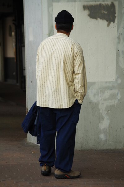 画像9: 【PointUp10%11/10迄】Post O'Alls(ポストオーバーオールズ)Band Collar Shirt(バンドカラーシャツ)"Stripe Shirting" / Natural(ナチュラル)