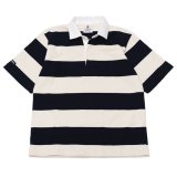 BARBARIAN（バーバリアン）カジュアルラガーシャツショートスリーブ ”TWO COLOUR STRIPES" / Navy×Ivory（ネイビー×アイボリー）