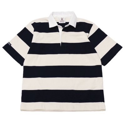 画像1: BARBARIAN（バーバリアン）カジュアルラガーシャツショートスリーブ ”TWO COLOUR STRIPES" / Navy×Ivory（ネイビー×アイボリー）