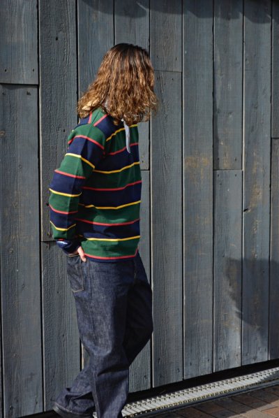 画像10: BARBARIAN（バーバリアン）Heavy Weight Rugby Collar Shirt（ヘビーウェイト ラグビーカラーシャツ）"ALTERNATING STRIPES" / Navy×Gold×Bottle×Red（ネイビー×ゴールド×ボトル×レッド）