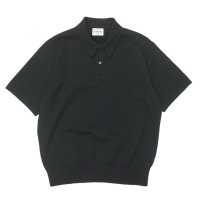 Yonetomi NEW BASIC（ヨネトミニューベーシック）LIGHT WAVE COTTON KNIT POLO（ライトウェーブコットンニットポロシャツ）/ Black（ブラック）