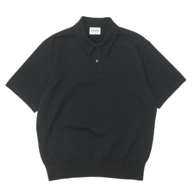 画像1: Yonetomi NEW BASIC（ヨネトミニューベーシック）LIGHT WAVE COTTON KNIT POLO（ライトウェーブコットンニットポロシャツ）/ Black（ブラック）