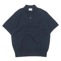 Yonetomi NEW BASIC（ヨネトミニューベーシック）LIGHT WAVE COTTON KNIT POLO（ライトウェーブコットンニットポロシャツ）/ Navy（ネイビー）