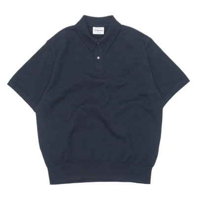 画像1: Yonetomi NEW BASIC（ヨネトミニューベーシック）LIGHT WAVE COTTON KNIT POLO（ライトウェーブコットンニットポロシャツ）/ Navy（ネイビー）