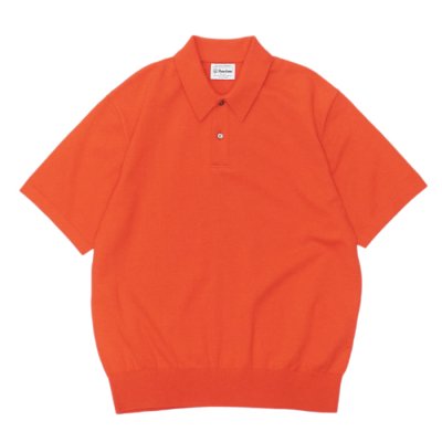 画像1: Yonetomi NEW BASIC（ヨネトミニューベーシック）LIGHT WAVE COTTON KNIT POLO（ライトウェーブコットンニットポロシャツ）/ Orange（オレンジ）