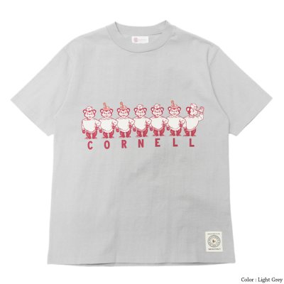 画像2: felco（フェルコ） HI-CREW NECK S/S T-SHIRTS（ハイクルーネック S/S Tシャツ）”CORNELL UNIVERSITY PRINT" / White（ホワイト）・Lt Grey（ライトグレー）