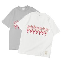 felco（フェルコ） HI-CREW NECK S/S T-SHIRTS（ハイクルーネック S/S Tシャツ）”CORNELL UNIVERSITY PRINT" / White（ホワイト）・Lt Grey（ライトグレー）