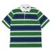 画像1: BARBARIAN（バーバリアン）Light Weight Rugby Collar Shirt S/S（ライトウェイト ラグビーカラーシャツS/S） ”Bold Soho Stripes" / Pine×White×Dark Ocean（ペイン×ホワイト×ダークオーシャン）  (1)